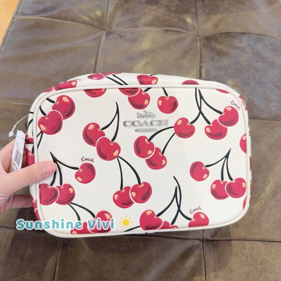 NWT COACH CZ189 Jamie Camera Bag With Cherry Print In Smooth Leather Chalk Multi - Picture 1 of 11